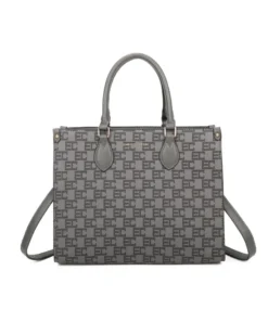 ENRICO COVERI - Borsa due manici loggata grigia con tracolla removibile