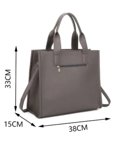 ENRICO COVERI - Borsa due manici grigia con tasca posteriore e pattina con chiusura a girello, tracolla removibile