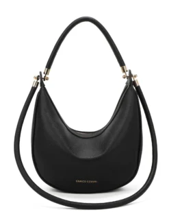 ENRICO COVERI - Borsa mezzaluna nera con doppio manico