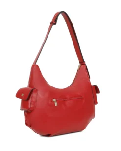 ENRICO COVERI - Borsa mezzaluna rossa con cinque tasche esterne