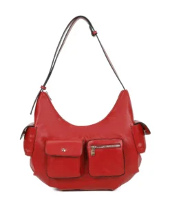 ENRICO COVERI - Borsa mezzaluna rossa con cinque tasche esterne