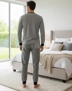ENRICO COVERI - PIGIAMA MANICA LUNGA GRIGIO IN COTONE INTERLOCK