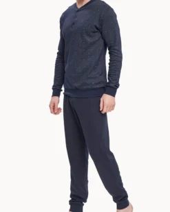 ENRICO COVERI - PIGIAMA MANICA LUNGA BLU IN COTONE INTERLOCK