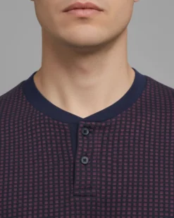 ENRICO COVERI - PIGIAMA MANICA LUNGA BLU IN COTONE INTERLOCK