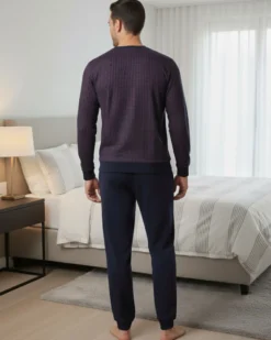 ENRICO COVERI - PIGIAMA MANICA LUNGA BLU IN COTONE INTERLOCK