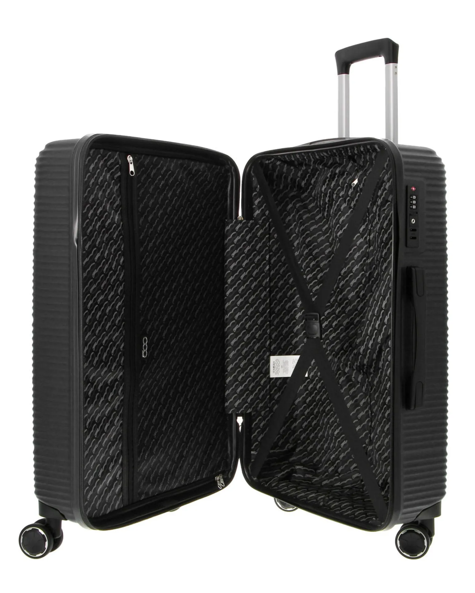 FIAT 500 - TROLLEY NERO IN ABS 4 RUOTE CON COMBINAZIONE TSA
