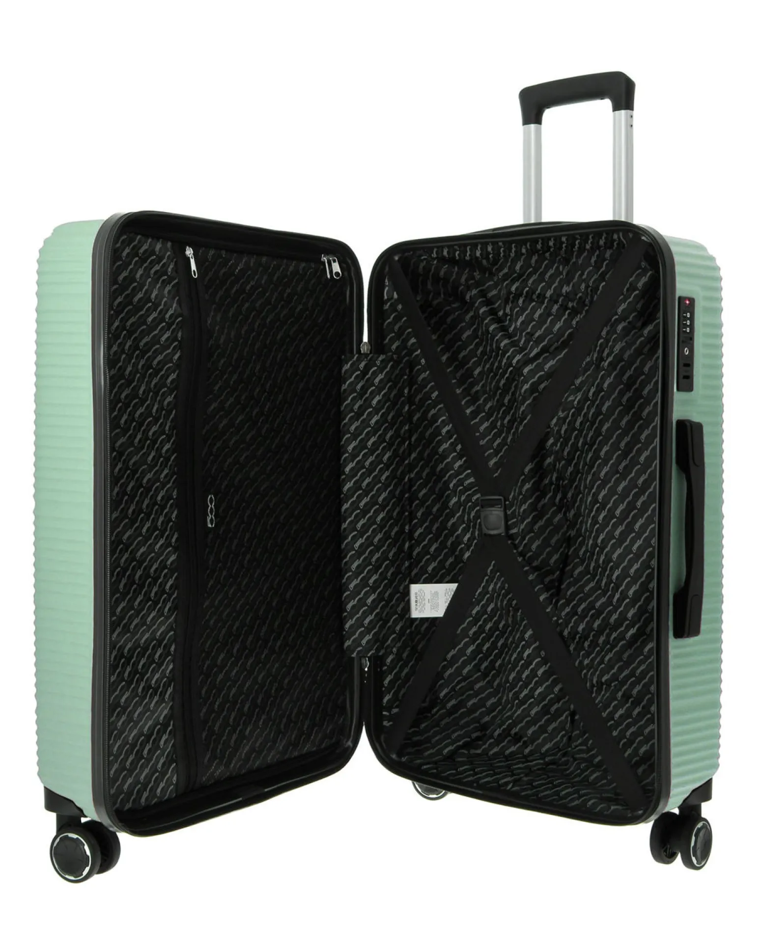 FIAT 500 - TROLLEY VERDE IN ABS 4 RUOTE CON COMBINAZIONE TSA