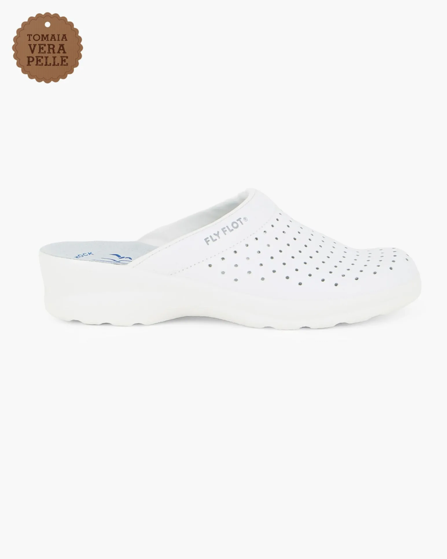 FLY FLOT - Ciabatta sanitaria blu in VERA PELLE da donna - MADE IN ITALY