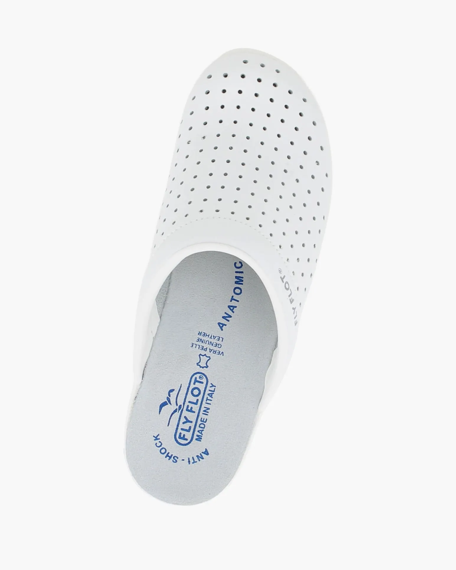 FLY FLOT - Ciabatta sanitaria blu in VERA PELLE da donna - MADE IN ITALY