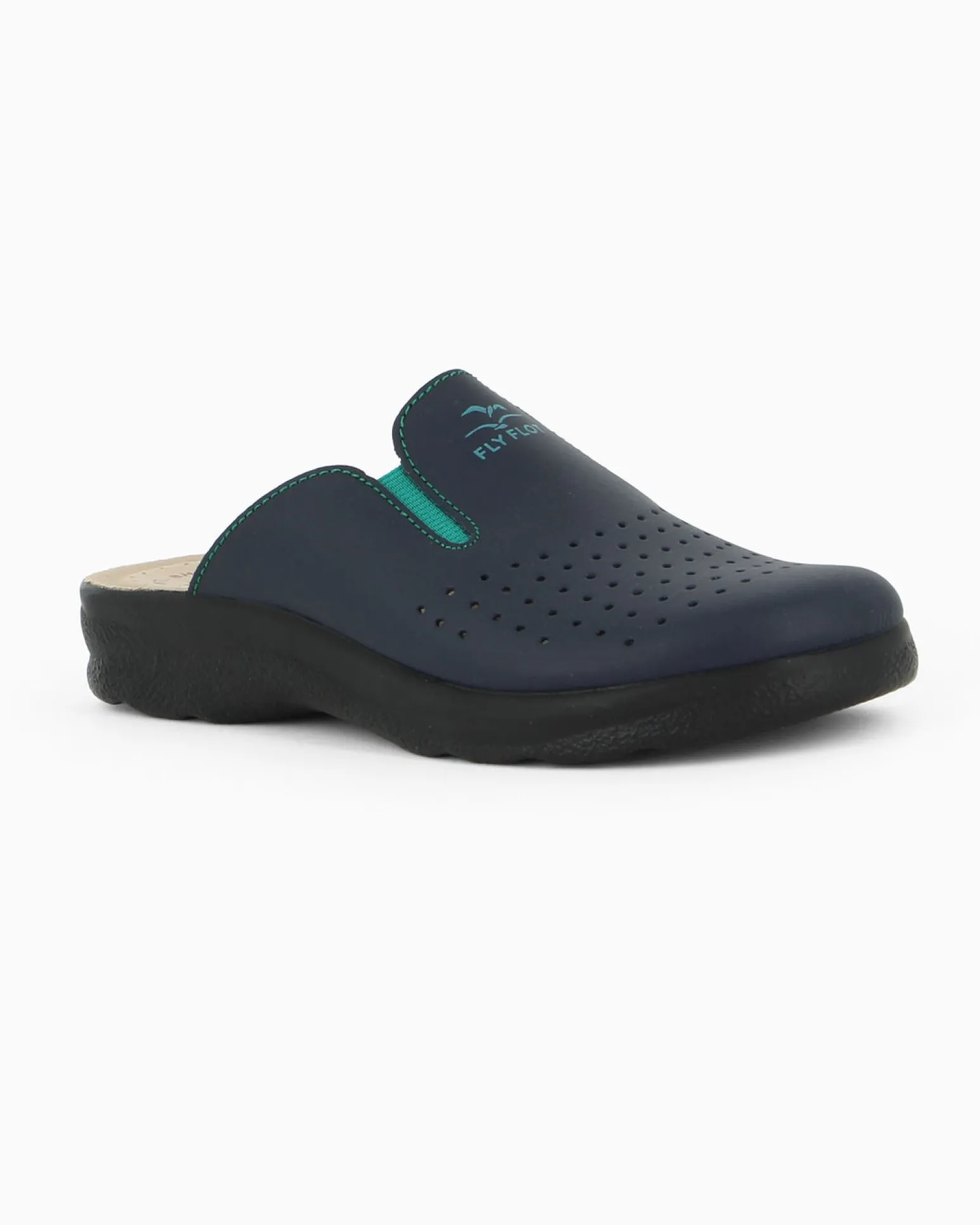 FLY FLOT - Ciabatta sanitaria blu in VERA PELLE da uomo - MADE IN ITALY