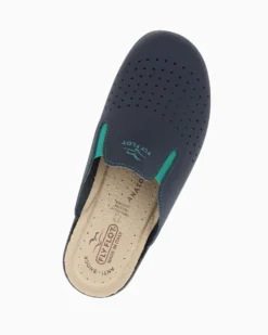 FLY FLOT - Ciabatta sanitaria blu in VERA PELLE da uomo - MADE IN ITALY