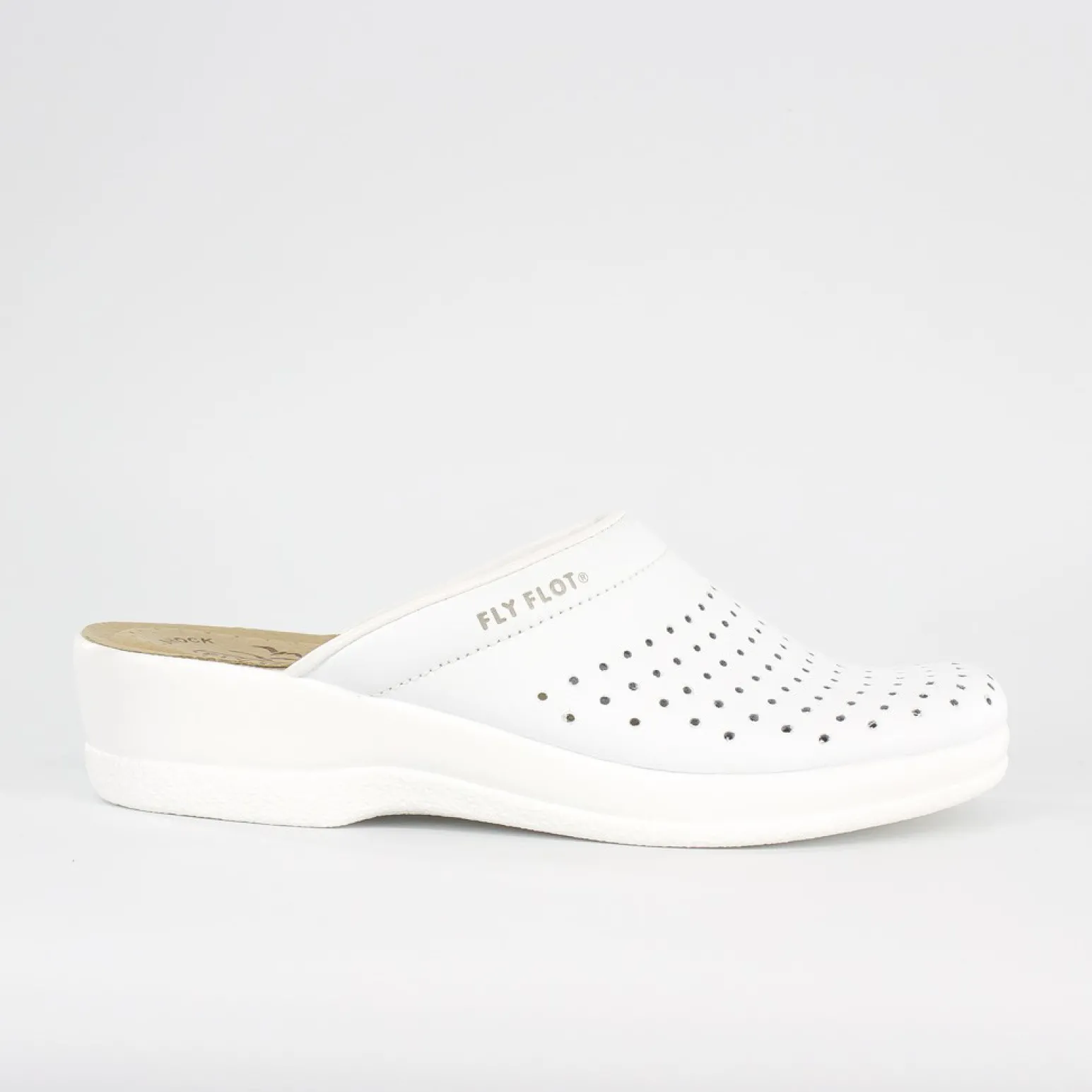 FLY FLOT - Ciabatta sanitaria da donna bianco in VERA PELLE, MADE IN ITALY