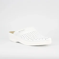 FLY FLOT - Ciabatta sanitaria da donna bianco in VERA PELLE, MADE IN ITALY