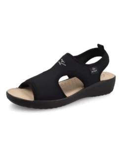 FLY FLOT - Sandalo nero da donna in microfibra elastica, MADE IN ITALY