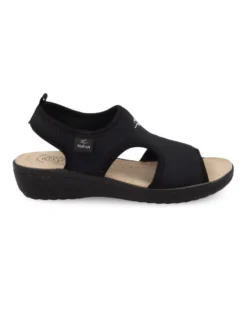 FLY FLOT - Sandalo nero da donna in microfibra elastica, MADE IN ITALY
