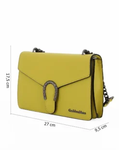GIANMARCI VENTURI - Borsa tracolla lime con fibbia sulla patta