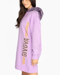 GIVOVA - Vestitino da donna lilla con cappuccio maculato
