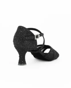 GLOBODANCE - Scarpa da ballo nera glitterata con sottopiede in memory foam e strass, tacco 6CM