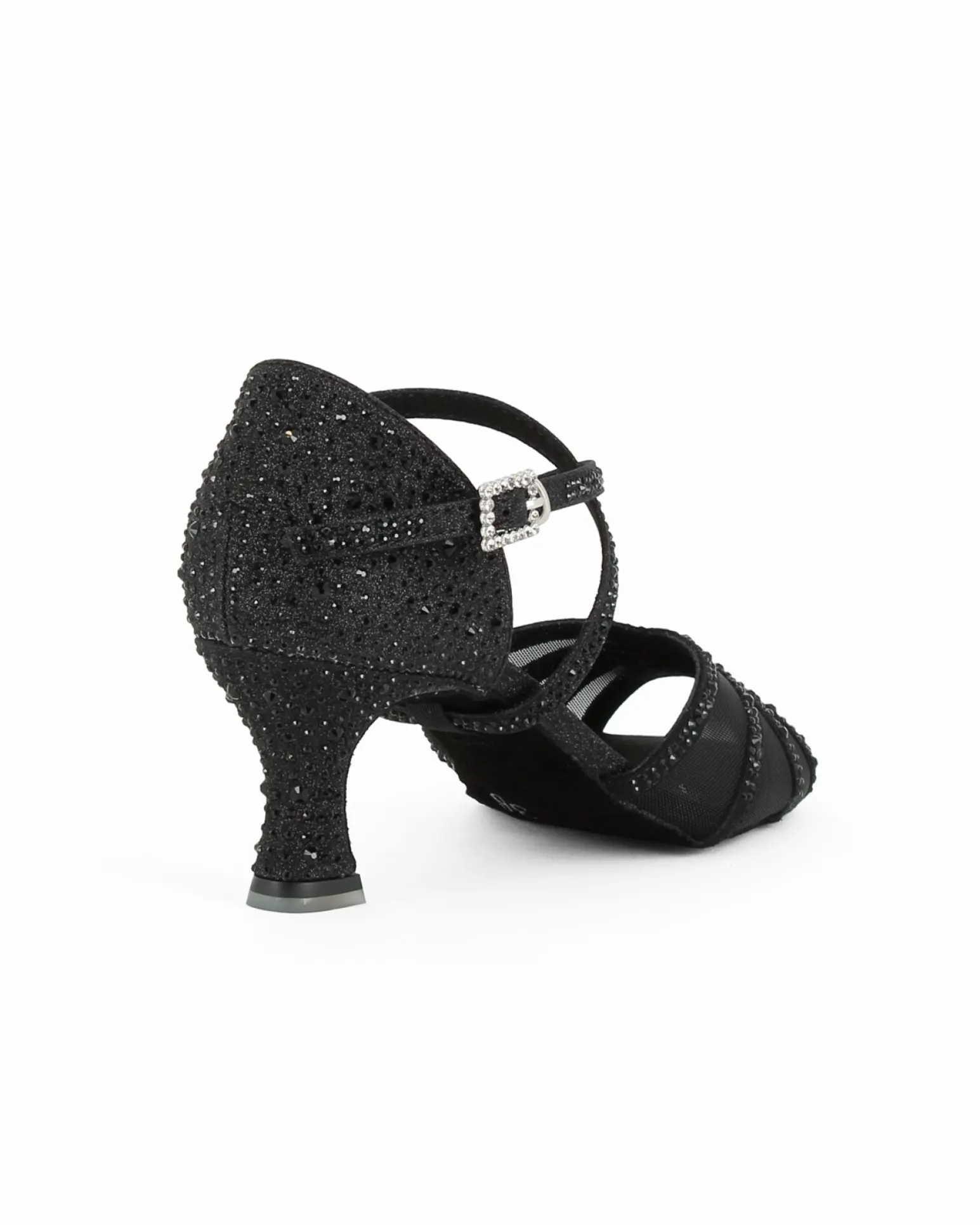 GLOBODANCE - Scarpa da ballo nera glitterata con sottopiede in memory foam e strass, tacco 6CM