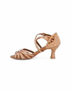 GLOBODANCE - Scarpa da ballo nude in raso con sottopiede in memory foam e strass, tacco 6CM