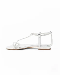 GLOBOROSA - Sandalo infradito argento con strass  e sottopiede in memory foam, cinturino alla caviglia