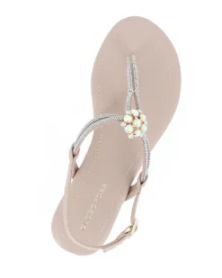GLOBO ROSA - Sandalo infradito beige con strass