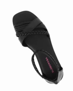 GLOBO ROSA - Sandalo nero con zip posteriore e cinturini incrociati