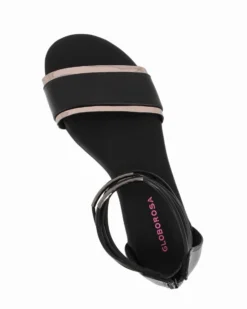 GLOBO ROSA - Sandalo nero con zip posteriore e multifasce alla caviglia