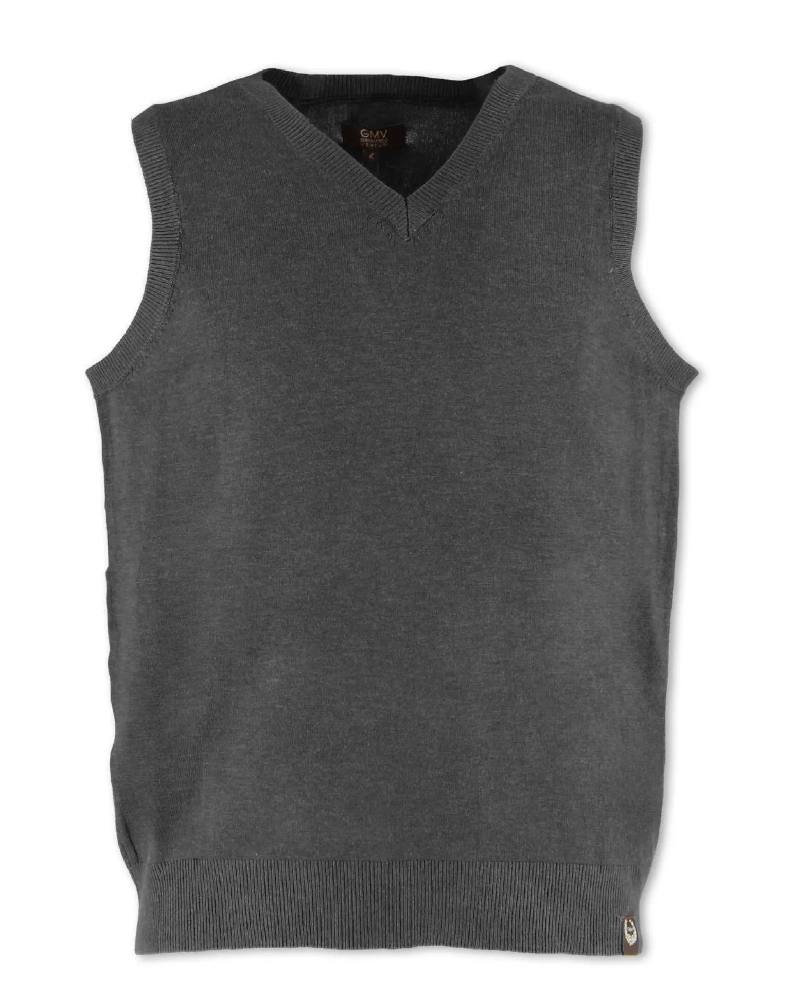 GMV - GILET SMANICATO GRIGIO CON SCOLLO A V IN MAGLIA