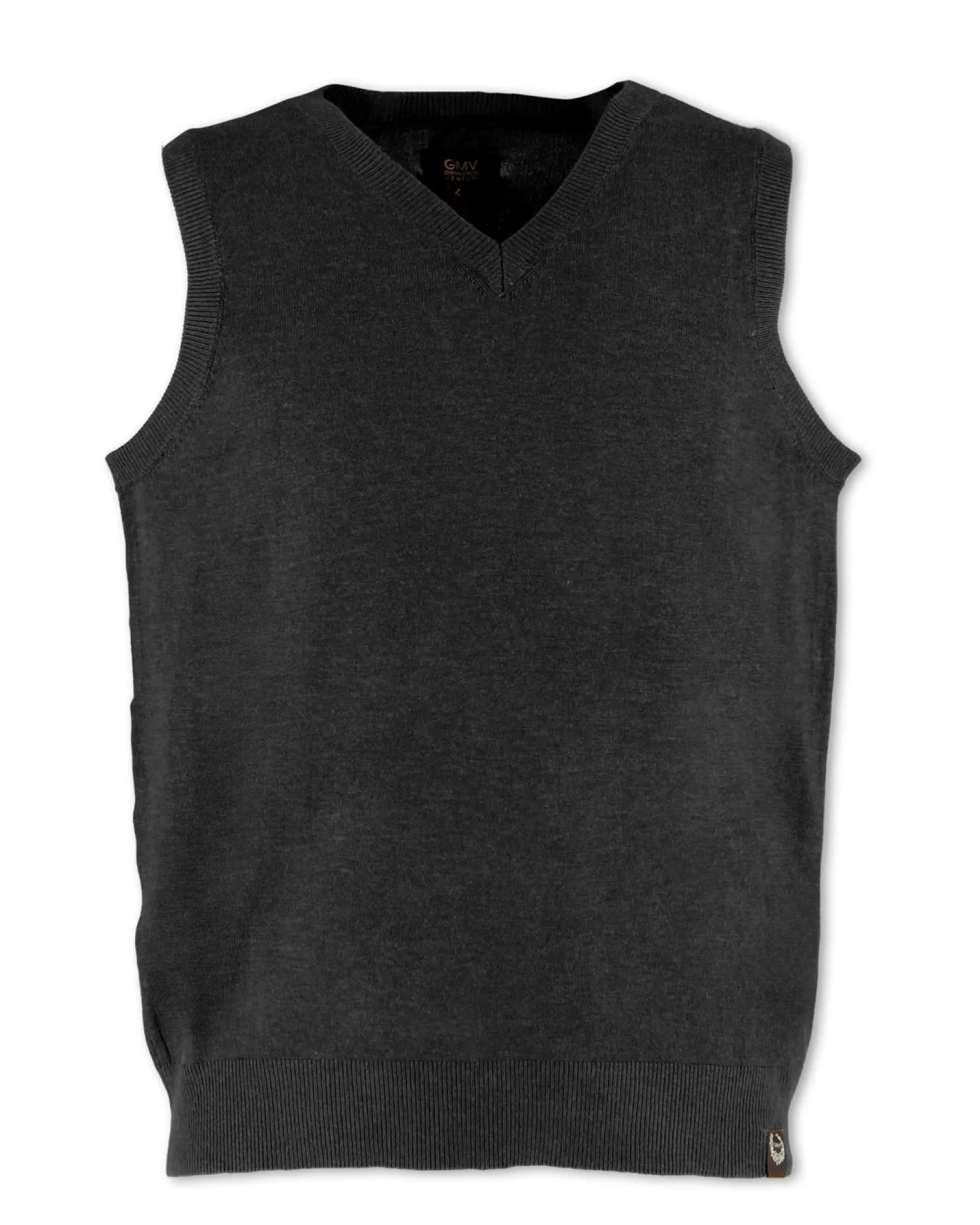 GMV - GILET SMANICATO NERO CON SCOLLO A V IN MAGLIA