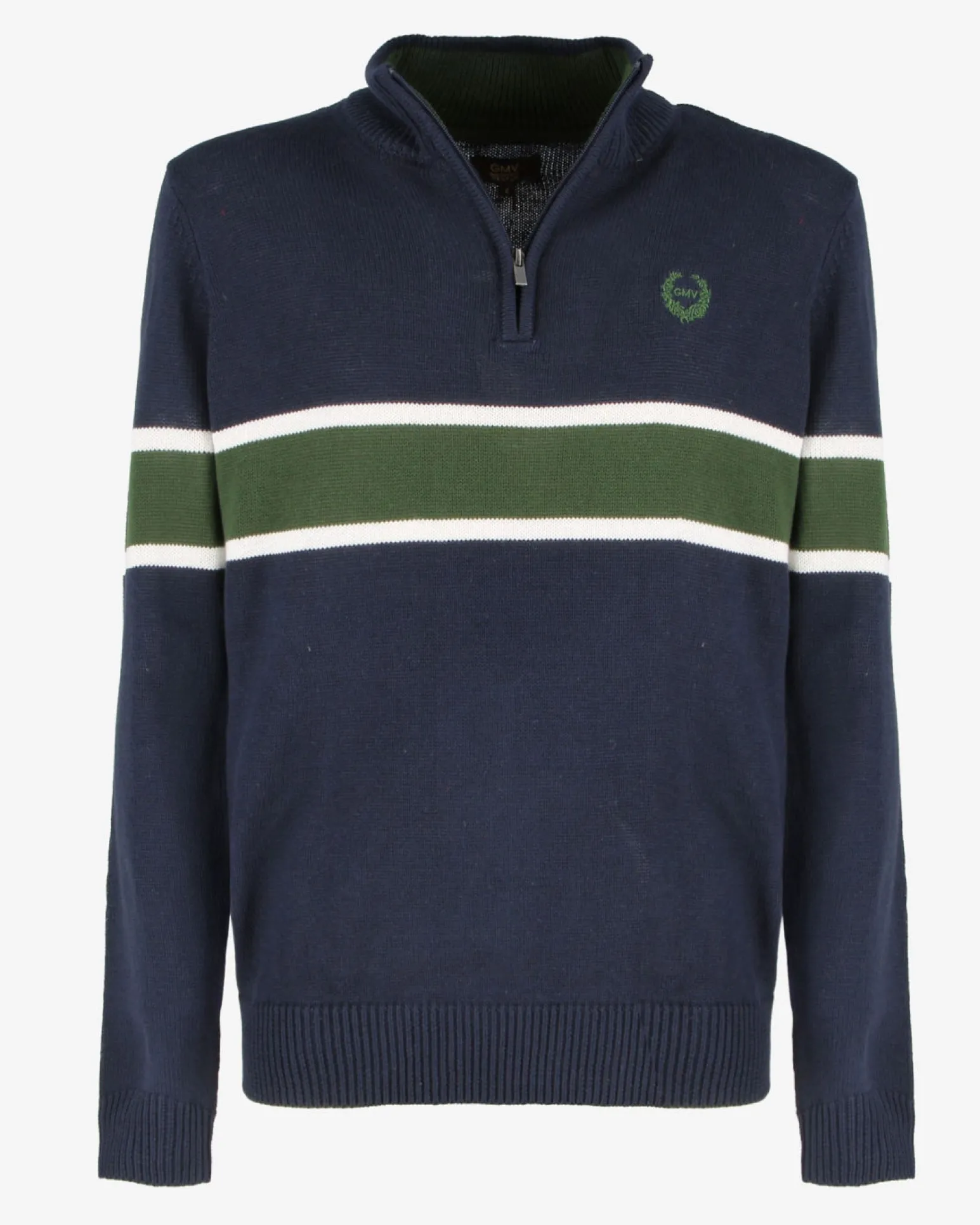GMV - MAGLIONE MEZZA ZIP BLU NOTTE E VERDE MILITARE DA UOMO