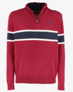 GMV - MAGLIONE MEZZA ZIP BORDEAUX E BLU NOTTE DA UOMO