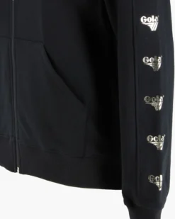 GOLA - FELPA CON CAPPUCCIO FULL ZIP NERA DA DONNA
