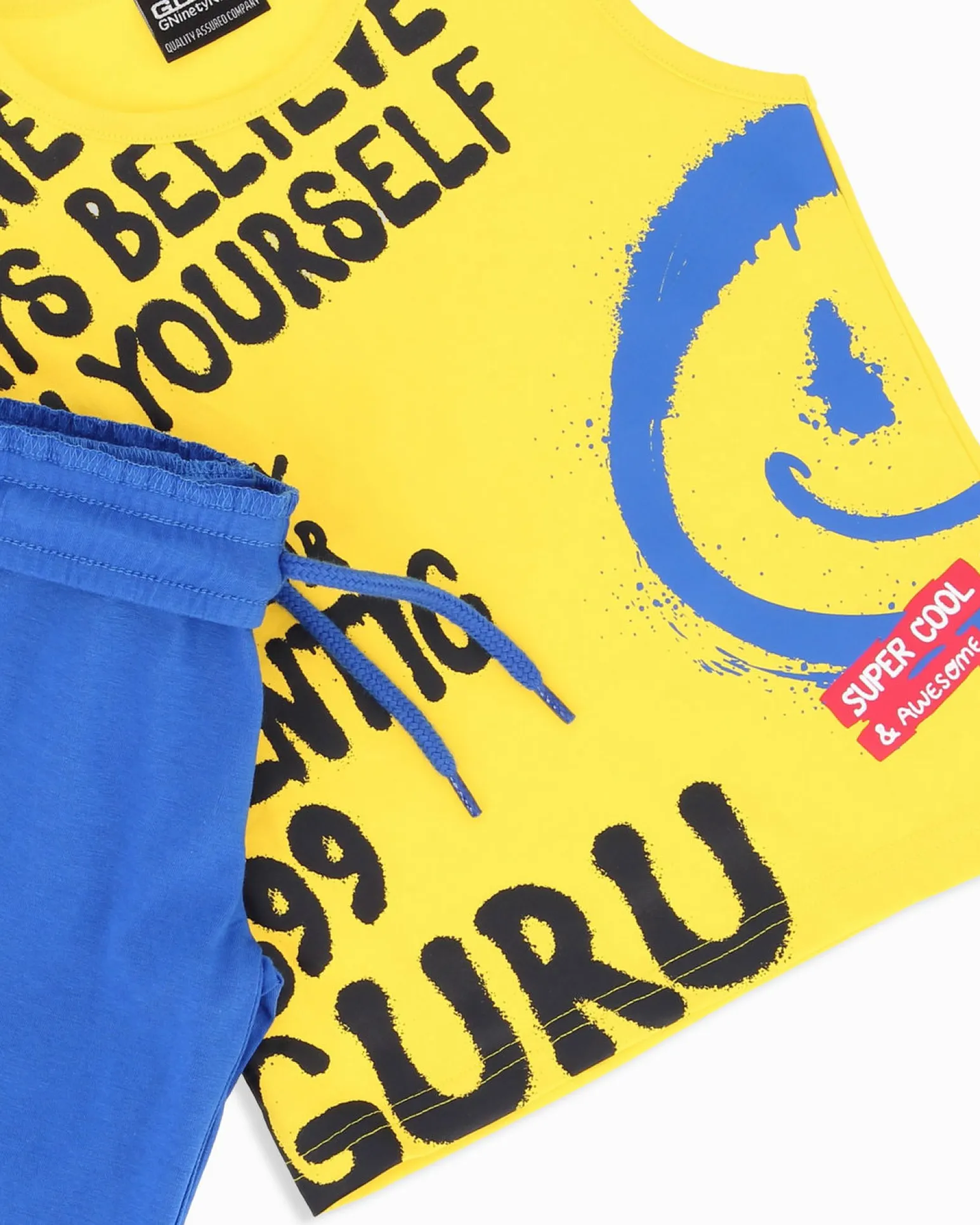 GURU - Completo smanicato bambino 3-7 anni giallo in cotone