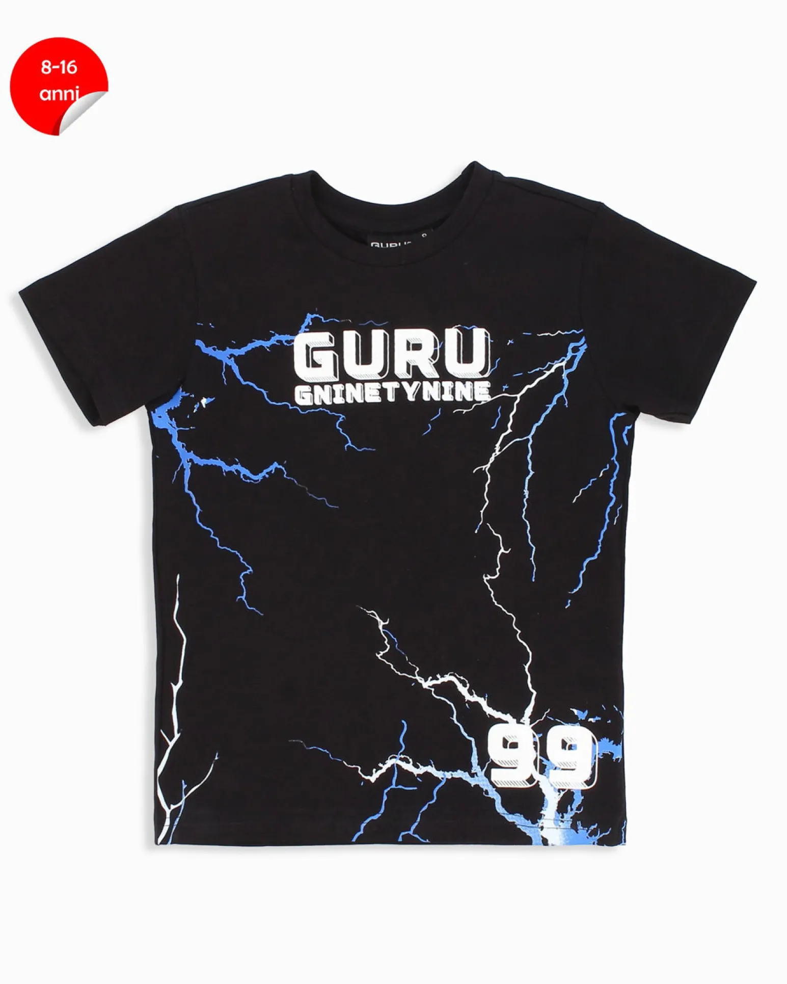 GURU - Tshirt manica corta nera bambino 8-16 anni in cotone