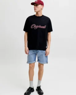 JACK&JONES - Bermuda di jeans Rick original blue denim chiaro