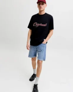JACK&JONES - Bermuda di jeans Rick original blue denim chiaro