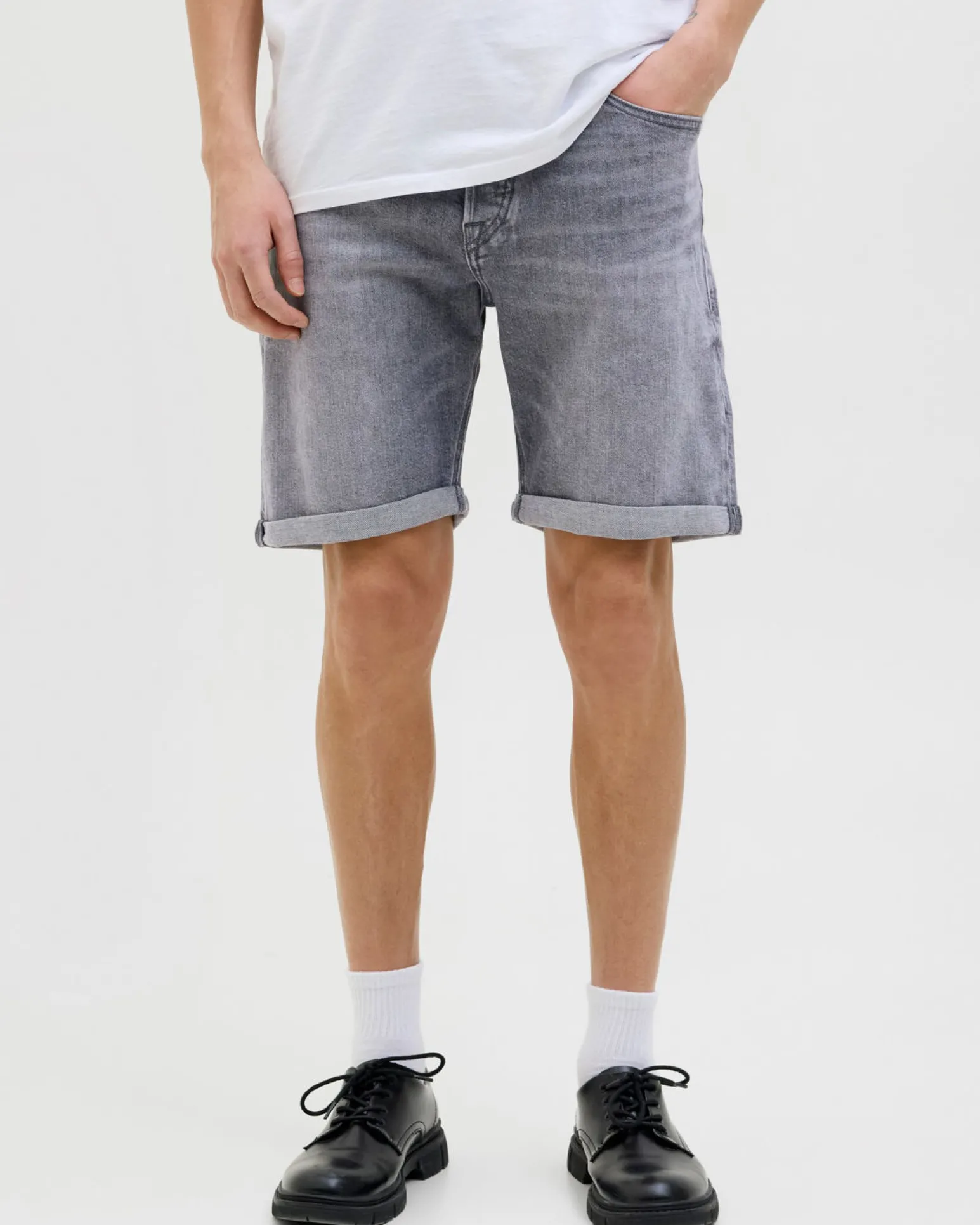 JACK&JONES - Bermuda di jeans Rick original grigio denim