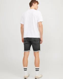 JACK&JONES - Bermuda in jeans neri con strappi