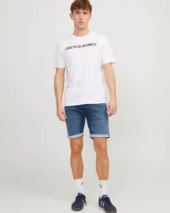 JACK&JONES - Bermuda in jeans scuro 5 tasche
