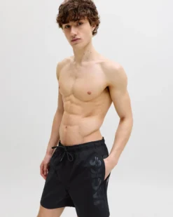 JACK&JONES - Boxer mare Maui Wave nero con logo laterale