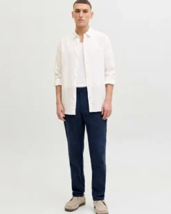 JACK & JONES -CAMICIA MANICA LUNGA BIANCA DA UOMO