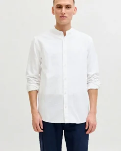 JACK & JONES -CAMICIA MANICA LUNGA BIANCA DA UOMO