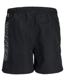 JACK&JONES - Costume da bagno nero con logo laterale e tasche
