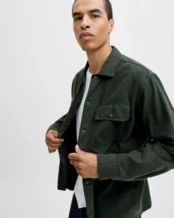 JACK&JONES - GIACCA CAMICIA VERDE DA UOMO IN FLANELLA