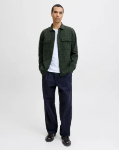 JACK&JONES - GIACCA CAMICIA VERDE DA UOMO IN FLANELLA