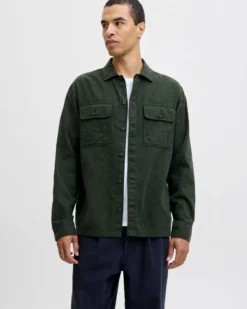 JACK&JONES - GIACCA CAMICIA VERDE DA UOMO IN FLANELLA