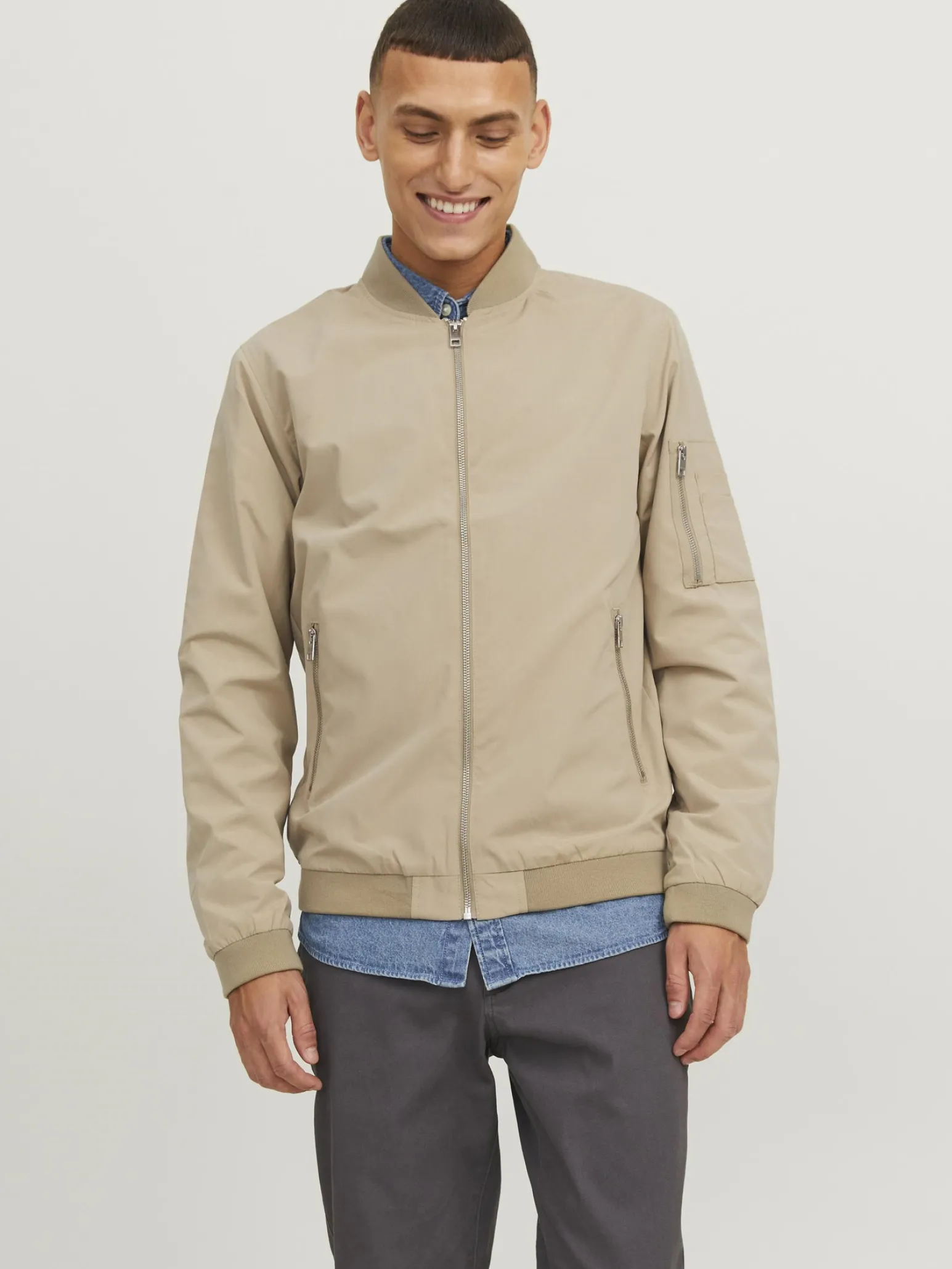JACK & JONES - GIUBBINO BOMBER BEIGE DA UOMO