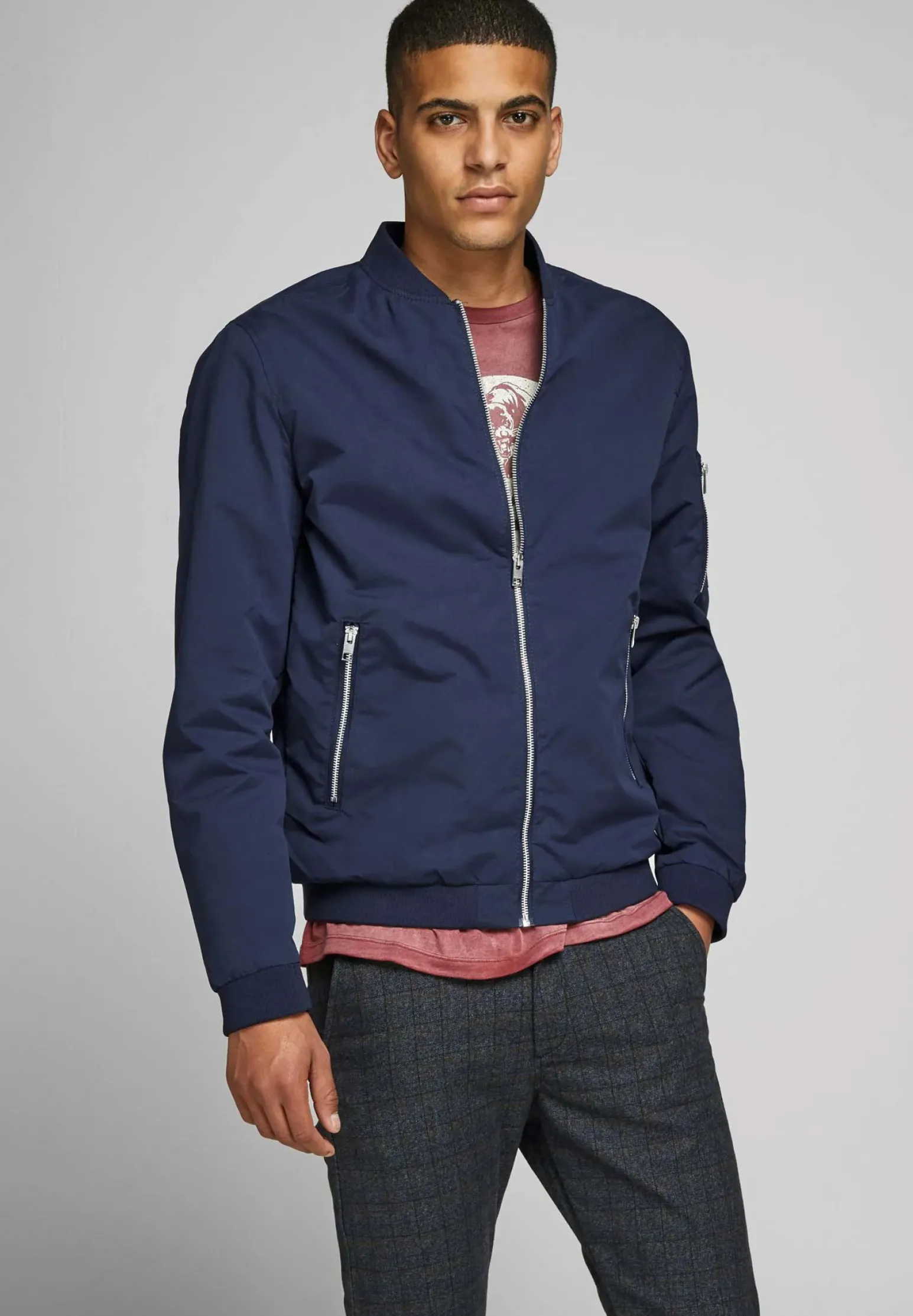 JACK & JONES - GIUBBINO BOMBER BLU DA UOMO