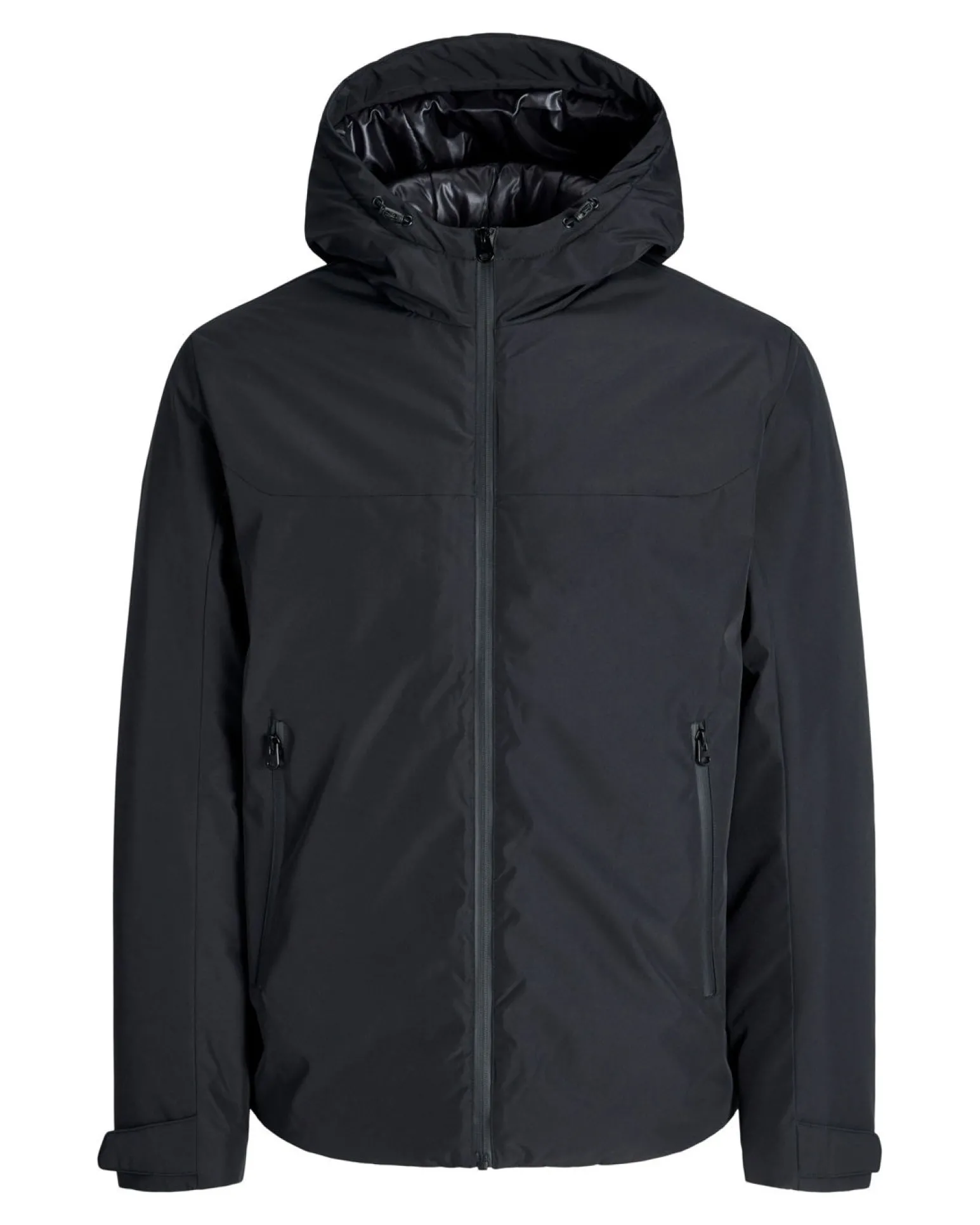 JACK & JONES - GIUBBINO NERO DA UOMO IDROREPELLENTE CON CAPPUCCIO